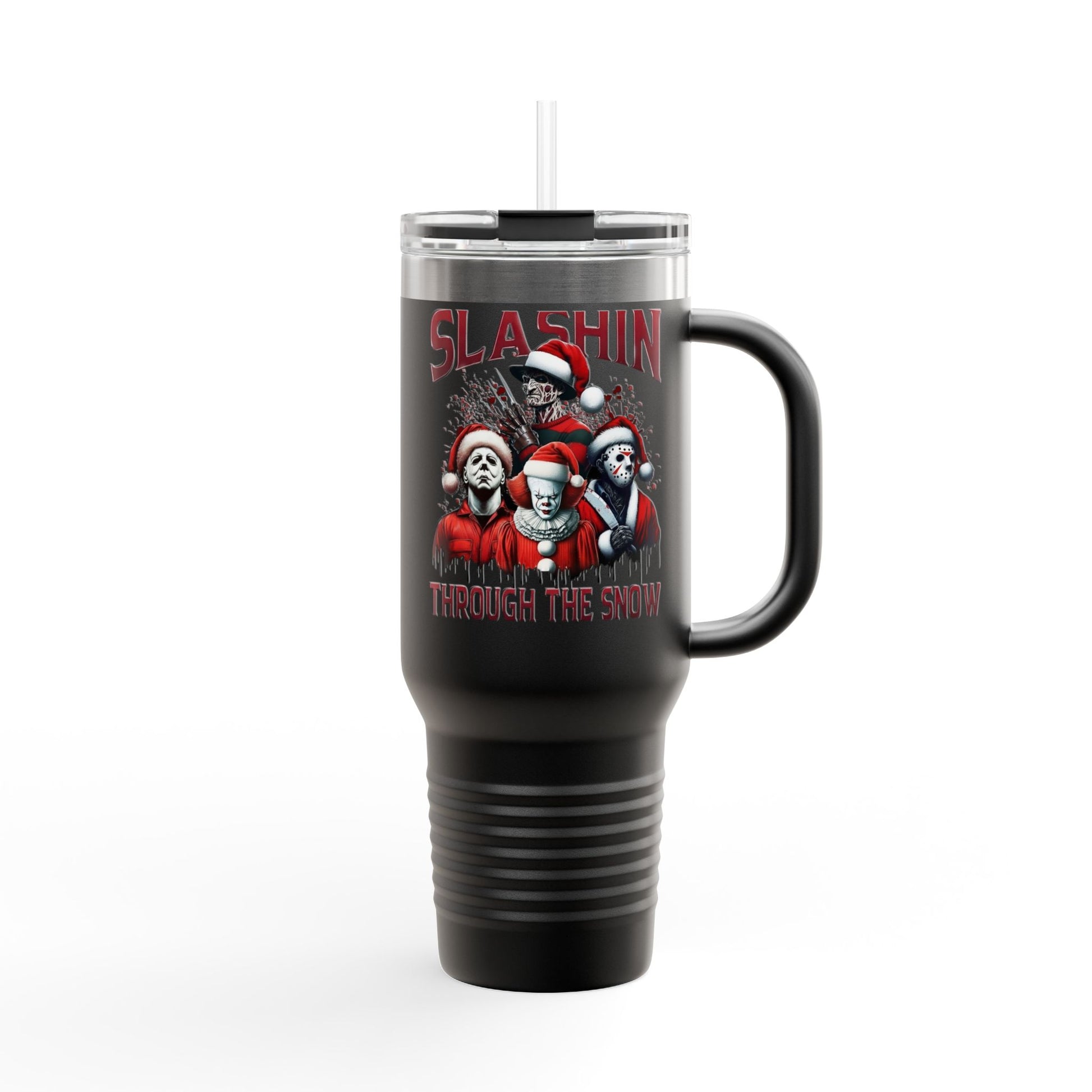 Travel Mug  "Slashin' Through the Snow" 40oz Insulated Christmas Tumbler Printify
