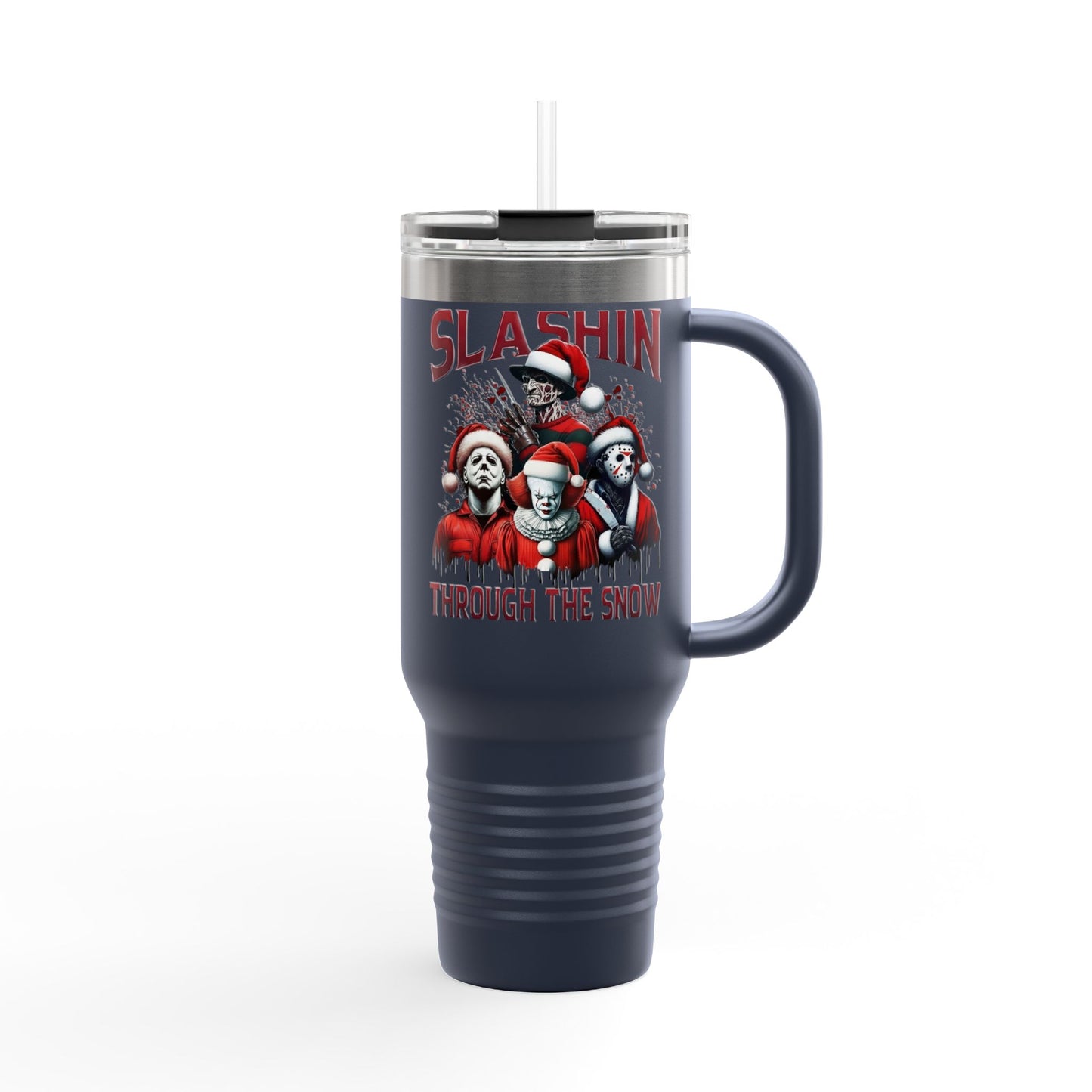 Travel Mug  "Slashin' Through the Snow" 40oz Insulated Christmas Tumbler Printify