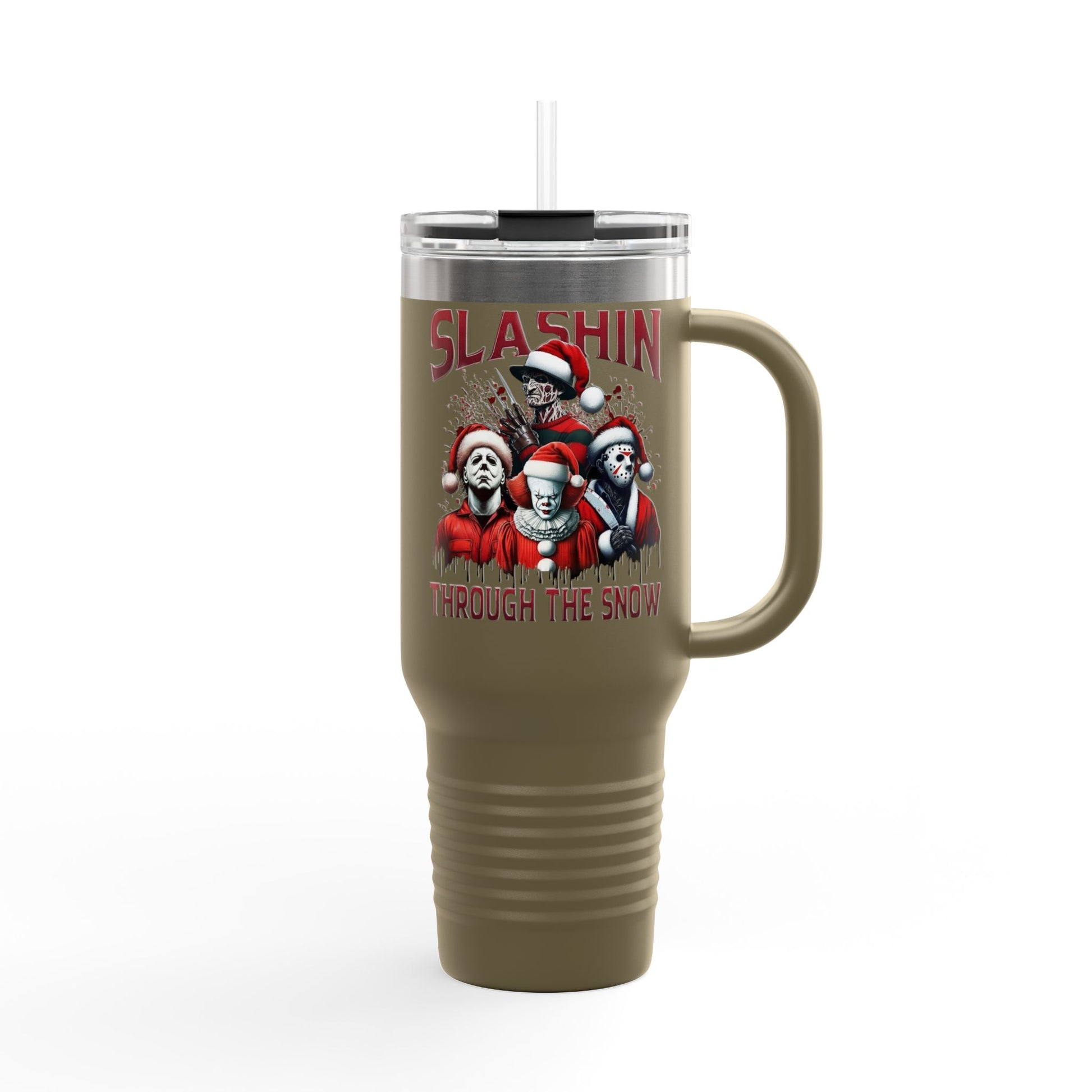Travel Mug  "Slashin' Through the Snow" 40oz Insulated Christmas Tumbler Printify