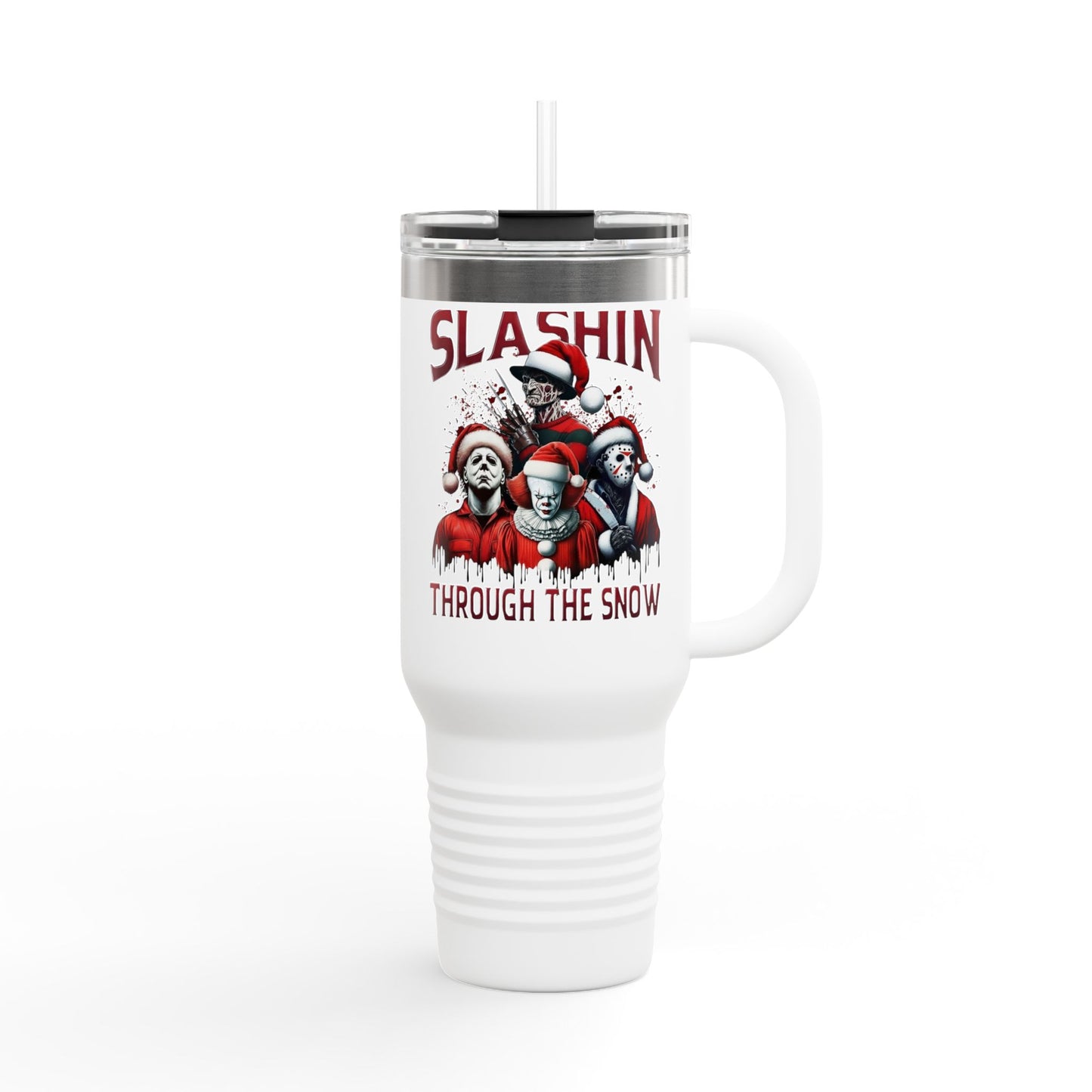 Travel Mug  "Slashin' Through the Snow" 40oz Insulated Christmas Tumbler Printify
